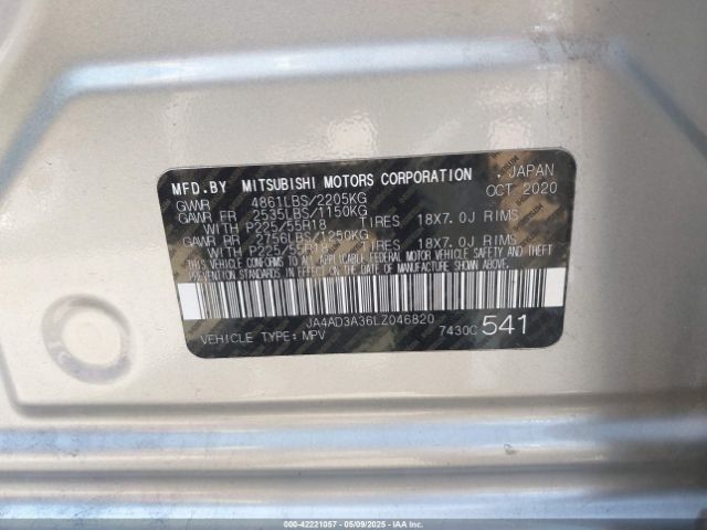 2020 MITSUBISHI OUTLANDER JA4AD3A36LZ046820 Photo 8