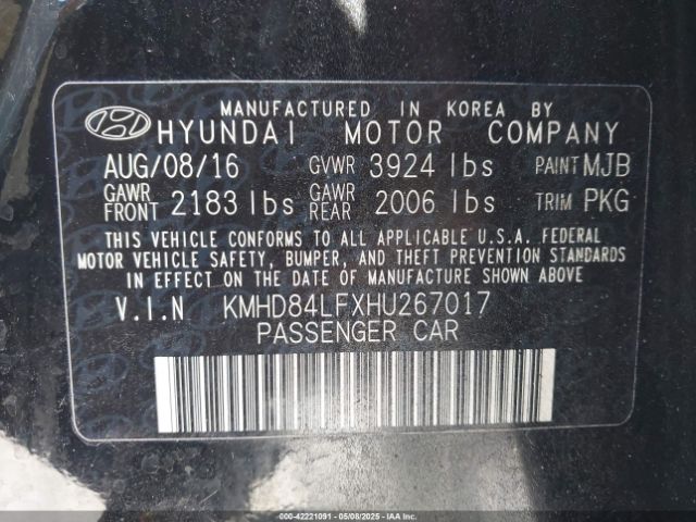 KMHD84LFXHU267017 Hyundai Elantra Limited