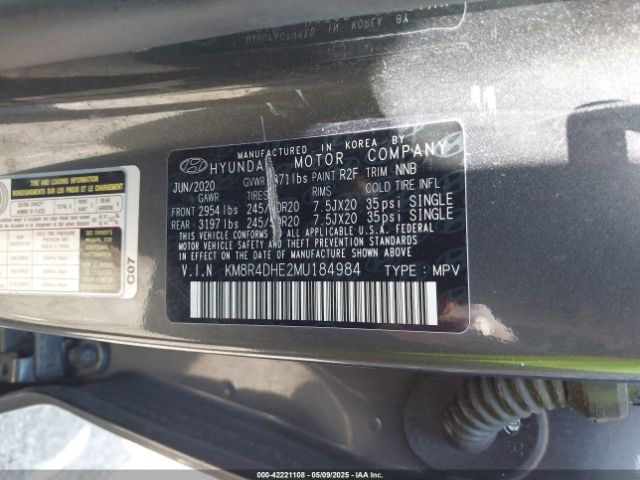 KM8R4DHE2MU184984 Hyundai Palisade Sel