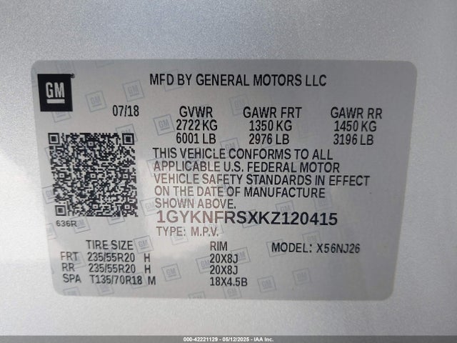 2019 CADILLAC XT5 1GYKNFRSXKZ120415 Photo 8