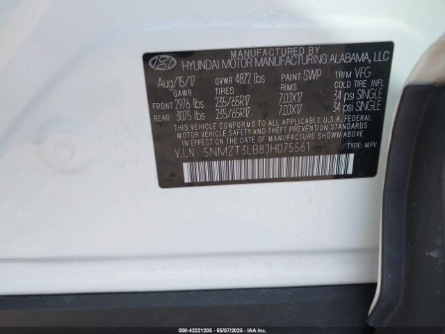 2018 HYUNDAI SANTA FE SPORT 5NMZT3LB8JH075561 Photo 8