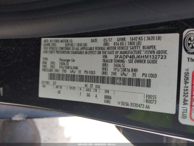 3FADP4BJ6HM132723 Ford FIESTA SE