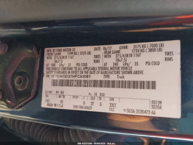 1FTEW1EG2HFC92081 Ford F-150 King Ranch