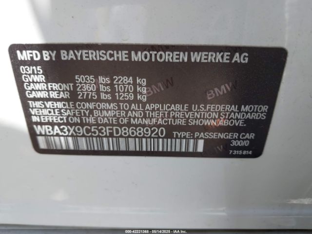 WBA3X9C53FD868920 BMW 335i Gran Turismo Xdrive