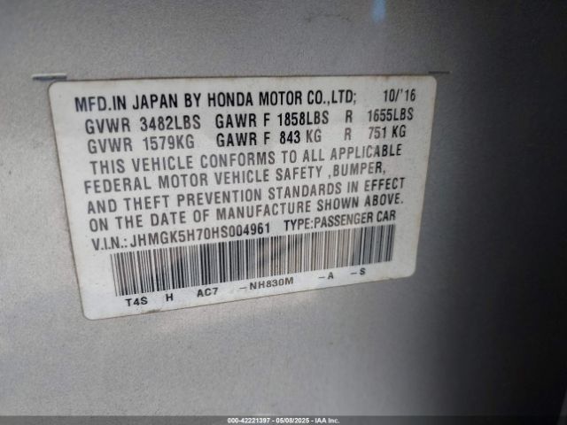 JHMGK5H70HS004961 Honda FIT EX