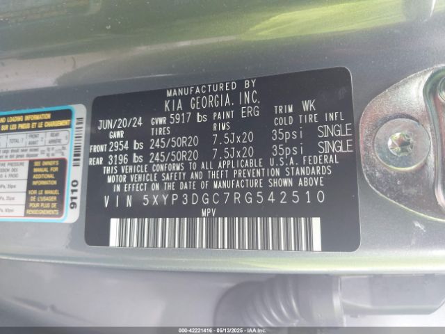 5XYP3DGC7RG542510 KIA Telluride Ex X-line