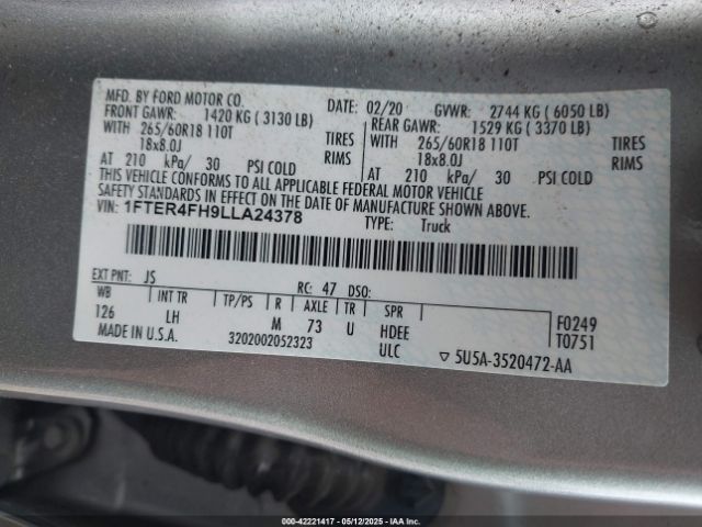 1FTER4FH9LLA24378 Ford Ranger Xlt