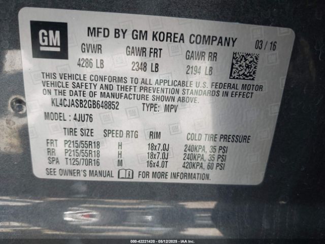 KL4CJASB2GB648852 Buick Encore