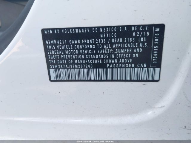 3VW2K7AJ9FM297260 Volkswagen Jetta 2.0l S