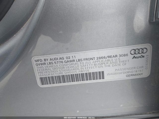 2011 AUDI A8 WAUAVAFD0BN018197 Photo 8