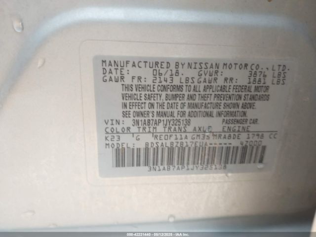 2018 NISSAN SENTRA 3N1AB7AP1JY325138 Photo 8