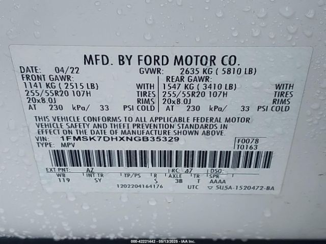 1FMSK7DHXNGB35329 Ford EXPLORER XLT