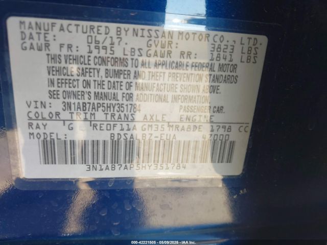3N1AB7AP5HY351784 Nissan SENTRA S