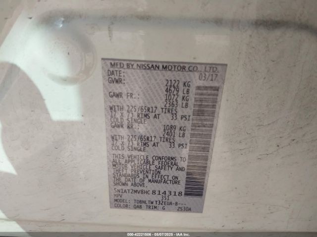 2017 NISSAN ROGUE 5N1AT2MV8HC814318 Photo 8