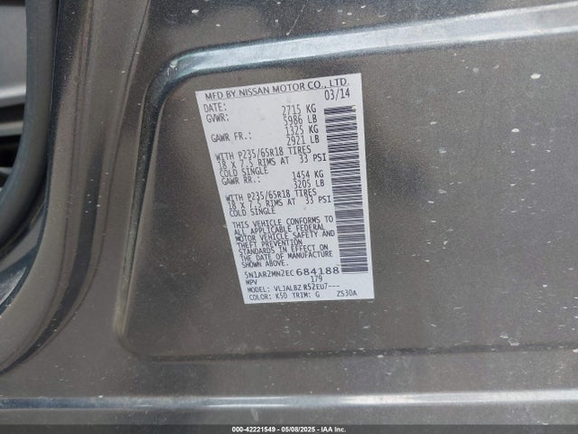 Nissan Pathfinder S 2014 5N1AR2MN2EC684188 Image 9