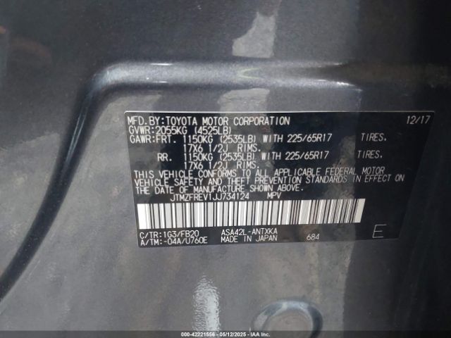 JTMZFREV1JJ734124 Toyota RAV4 LE
