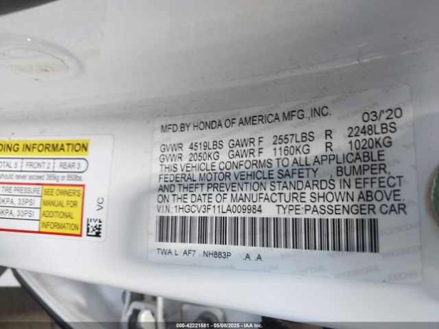1HGCV3F11LA009984 Honda ACCORD HYBRID