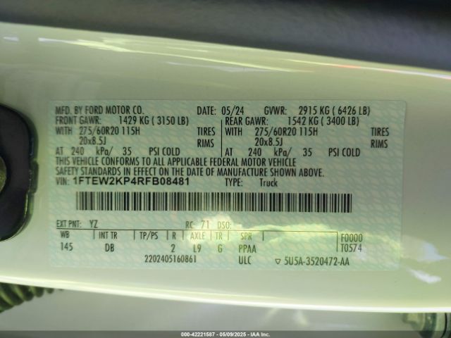 2024 FORD F-150 1FTEW2KP4RFB08481 Photo 8