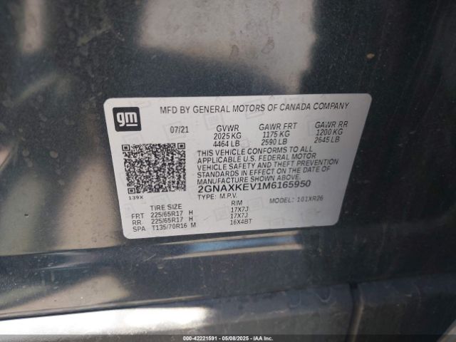 2021 CHEVROLET EQUINOX 2GNAXKEV1M6165950 Photo 8