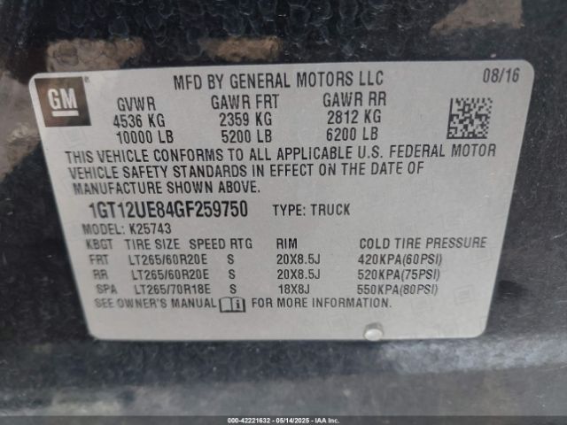 1GT12UE84GF259750 GMC Sierra 2500hd Denali