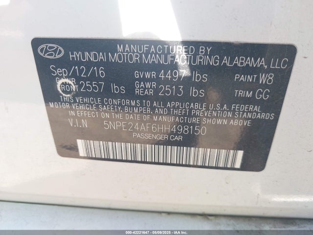 5NPE24AF6HH498150 Hyundai Sonata