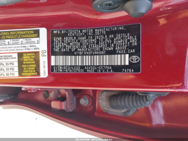 4T1BF1FK0FU984687 Toyota CAMRY XSE