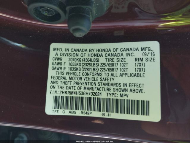 2HKRM4H53GH702684 Honda CR-V EX