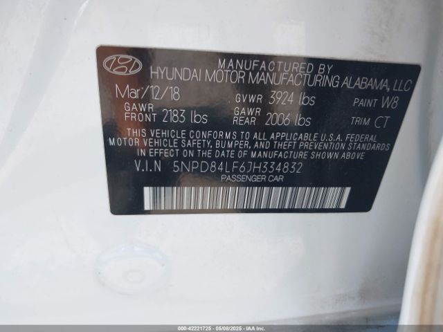 5NPD84LF6JH334832 Hyundai Elantra Value Edition