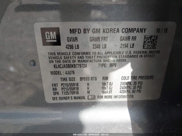 KL4CJASB0KB779724 Buick Encore Fwd Preferred
