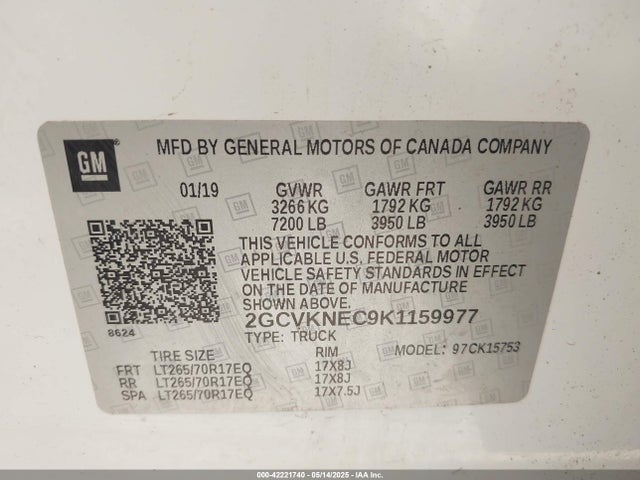 2GCVKNEC9K1159977 Chevrolet Silverado 1500 Ld Wt