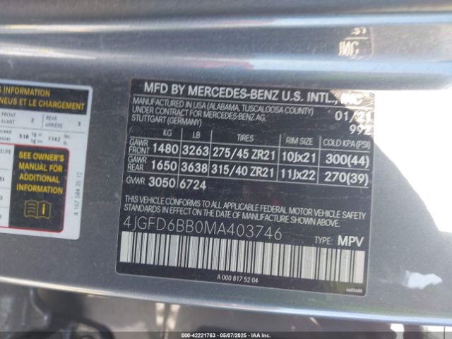 4JGFD6BB0MA403746 Mercedes-Benz Amg Gle 53 Coupe 4matic