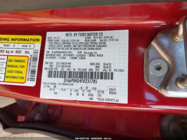 3FA6P0HD4FR231785 Ford FUSION SE