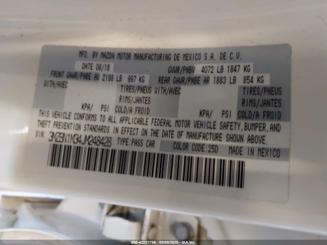 3MZBN1M34JM248428 Mazda Mazda3 Grand Touring