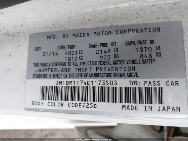 JM1BM1T74E1173503 Mazda Mazda3 I Sv