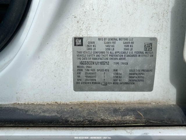 1GCGSCEN1J1165212 Chevrolet Colorado Lt