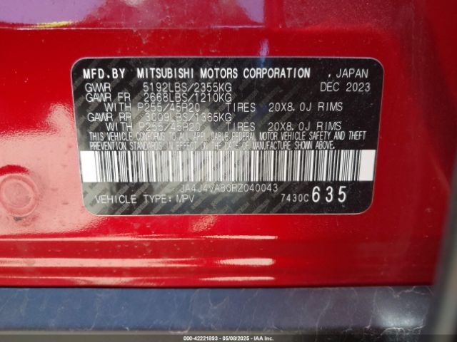 2024 MITSUBISHI OUTLANDER JA4J4VA80RZ040043 Photo 8