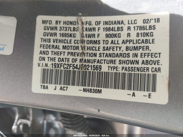 19XFC2F54JE021569 Honda Civic Lx