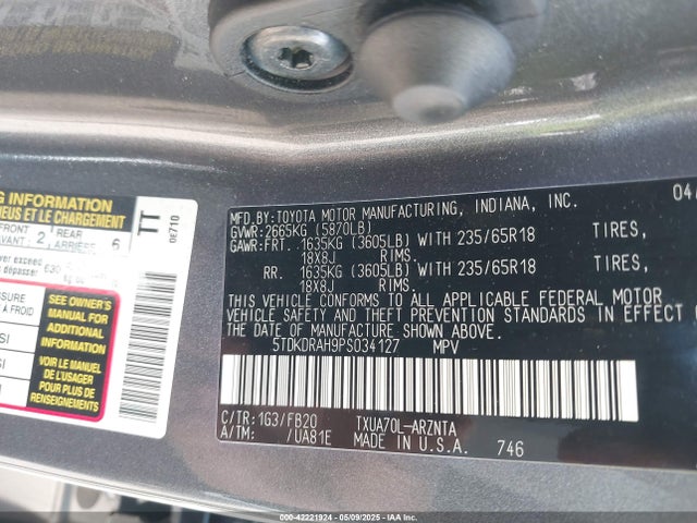 Toyota t24a-fts 2023 5TDKDRAH9PS034127 Image 9