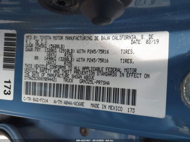2019 TOYOTA TACOMA 3TMAZ5CNXKM094421 Photo 8