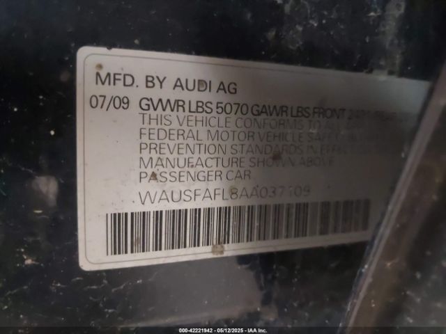 2010 AUDI A4 WAUSFAFL8AA037109 Photo 8
