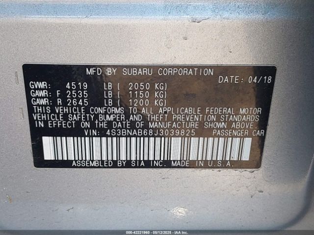 4S3BNAB68J3039825 Subaru Legacy 2.5i