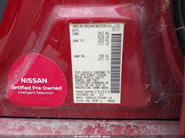 Nissan Altima 2.5 S 2017 1N4AL3AP4HC233372 Image 9