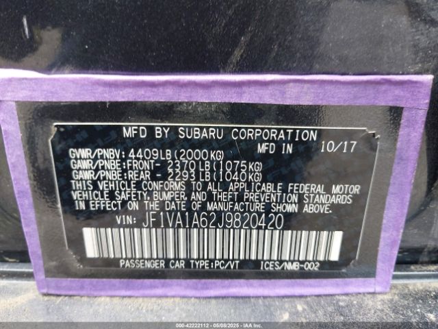 2018 SUBARU WRX JF1VA1A62J9820420 Photo 8
