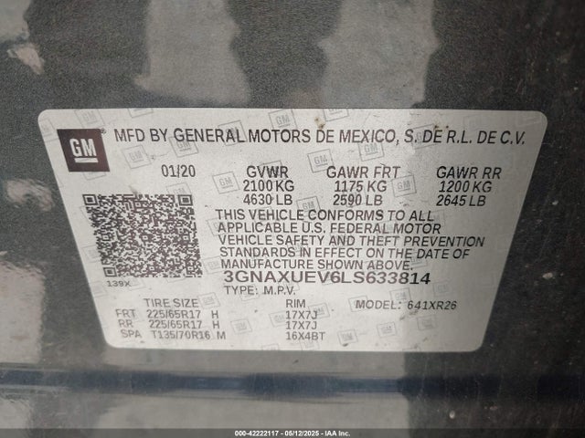 3GNAXUEV6LS633814 Chevrolet Equinox Awd Lt 1.5l Turbo