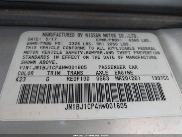 JN1BJ1CP4HW001605 Nissan 2017