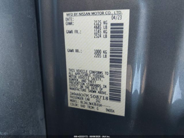 1N4AA6CV7PC508718 Nissan Maxima Sv Xtronic Cvt