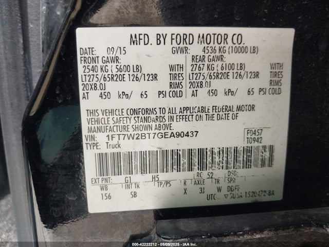 1FT7W2BT7GEA90437 Ford 2016