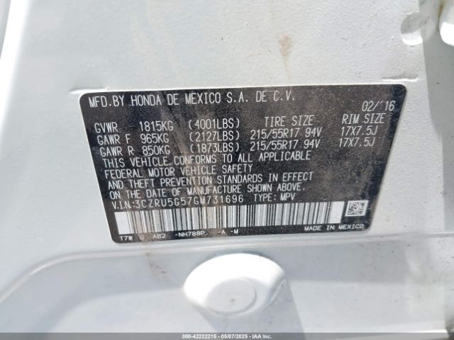 3CZRU5G57GM731696 Honda HR-V EX