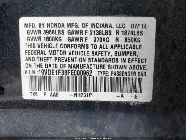 2015 ACURA ILX 19VDE1F38FE000962 Photo 8