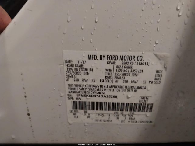2018 FORD EXPLORER 1FM5K8D87JGA25268 Photo 8